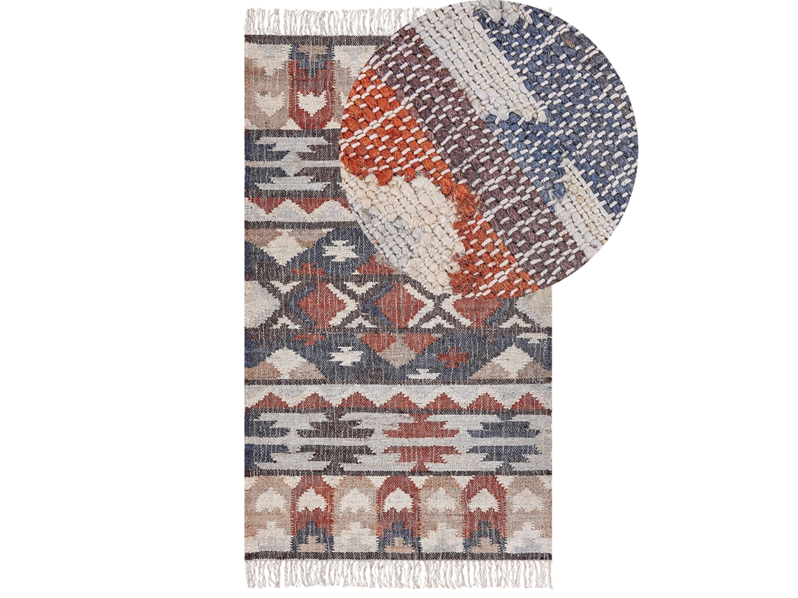 Alfombra BELIANI Kalfa de Yute Multicolor 80x150