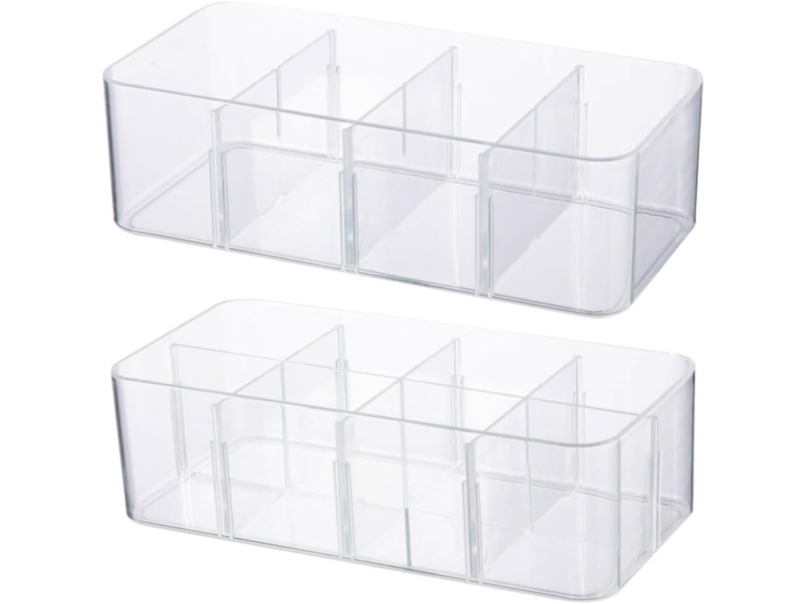 Almacenamiento Interior 12 Compartimentos Juego 2 Piezas Bandeja Ps Transparente Calcetines Accesorios Hogar