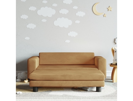 MAISON EXCLUSIVE - Sofá para niños con reposapiés terciopelo marrón 100x50x30 cm
