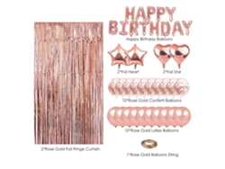 Decoraciones de fiesta de cumpleaños en oro rosa