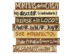 ORIGEN Home Decor Adorno Pared Normas De Casa Placas Metal Marrón 32x30x1cm BY SIGRIS
