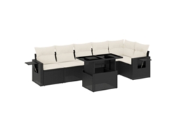 Maison Exclusive - Set De Sofás De Jardín 7 Pzas Con Cojines Ratán Sintético Negro