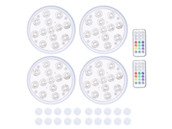 Luces Led Sumergibles Para Piscina, 4 Unidades, Ip68, Control Remoto, Imanes Y Ventosas.