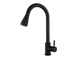 Grifo de cocina extensible, tres modos, rotación de 360°, acero inoxidable Mdug (negro)