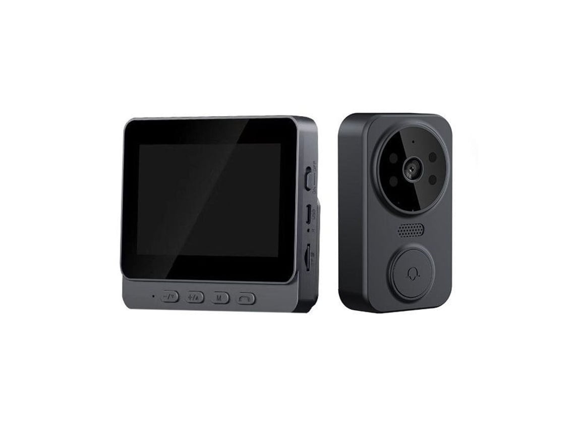 Intercomunicador Visual M12, Timbre Inalámbrico, Sistema De Videovigilancia Hd Inteligente, Comando De Voz Ding Dong Con Pantalla. Brilvibera_ptg