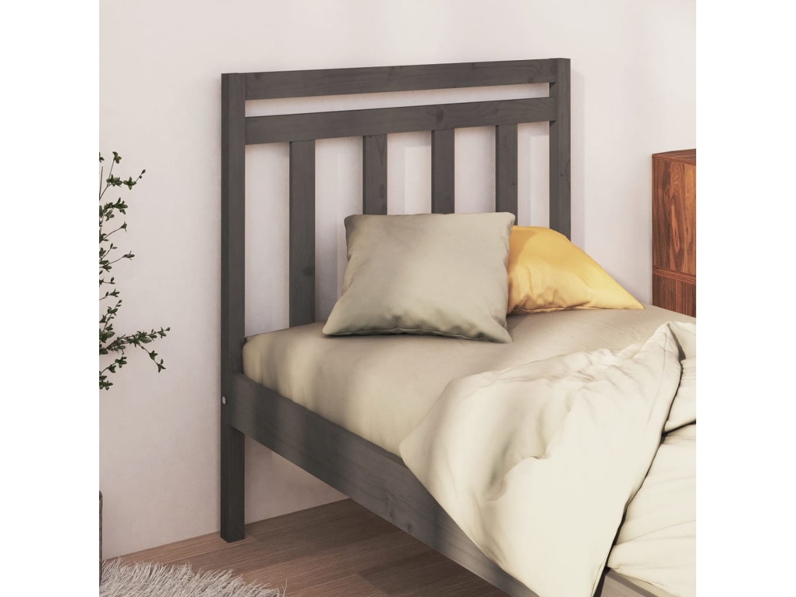 Cabecero De Cama Madera Maciza De Pino Gris 81x4x100 Cm