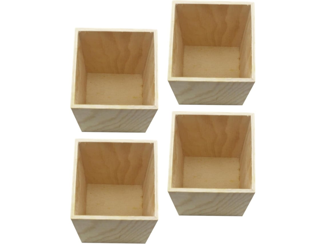 Juego De 4 Portalápices De Madera Natural, Soporte De Escritorio De Madera Resistente Para Lápices, Pinceles Y Utensilios.