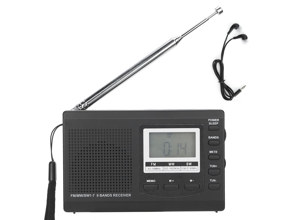 Radio Portátil Estéreo Hrd-310 Fm/mw/sw Con Reloj Digital Y Conector Para Auriculares De 3,5 Mm.