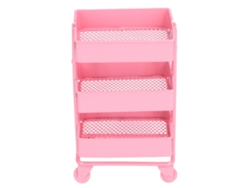 Estantería De Almacenamiento De 3 Niveles Con Ruedas Para Casa De Muñecas A Escala 1:12 - Rosa