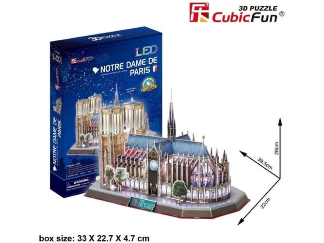 Rompecabezas 3d Notre dame de parís con luz led puzzle toy planet 149