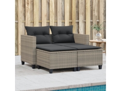 Sofá de jardín de 2 plazas con bancos en mimbre gris claro, Dkd Home Decor