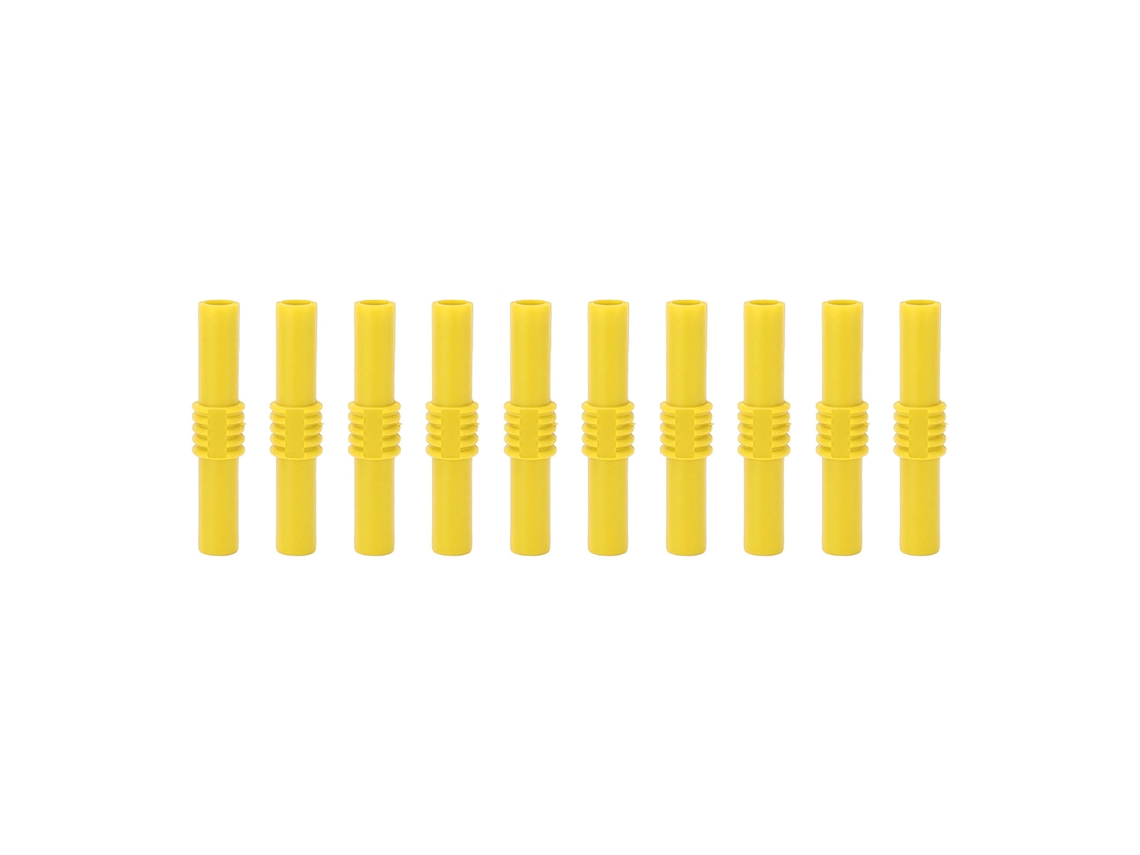 10 Conectores Banana Hembra A Hembra Aislados De 4 Mm Para Electrónica, Color Amarillo.