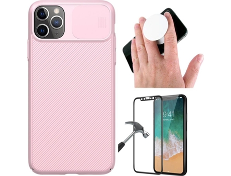 Carcasa + Protector + Popsocket iPhone 11 Pro Max Nillkin Camshield Rosa