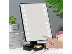 Espejo de maquillaje cuadrado con pantalla táctil y luz, recargable (pilas no incluidas). MDUG (negro)