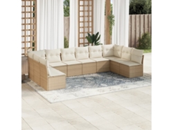 Conjunto de sofá de jardín de 10 piezas con cojines, mimbre sintético beige, Dkd Home Decor
