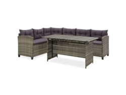 Conjunto de muebles de jardín con cojines, mimbre gris PE, Dkd Home Decor