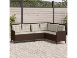 Sofá de jardín en forma de L con cojines de mimbre marrón, Dkd Home Decor