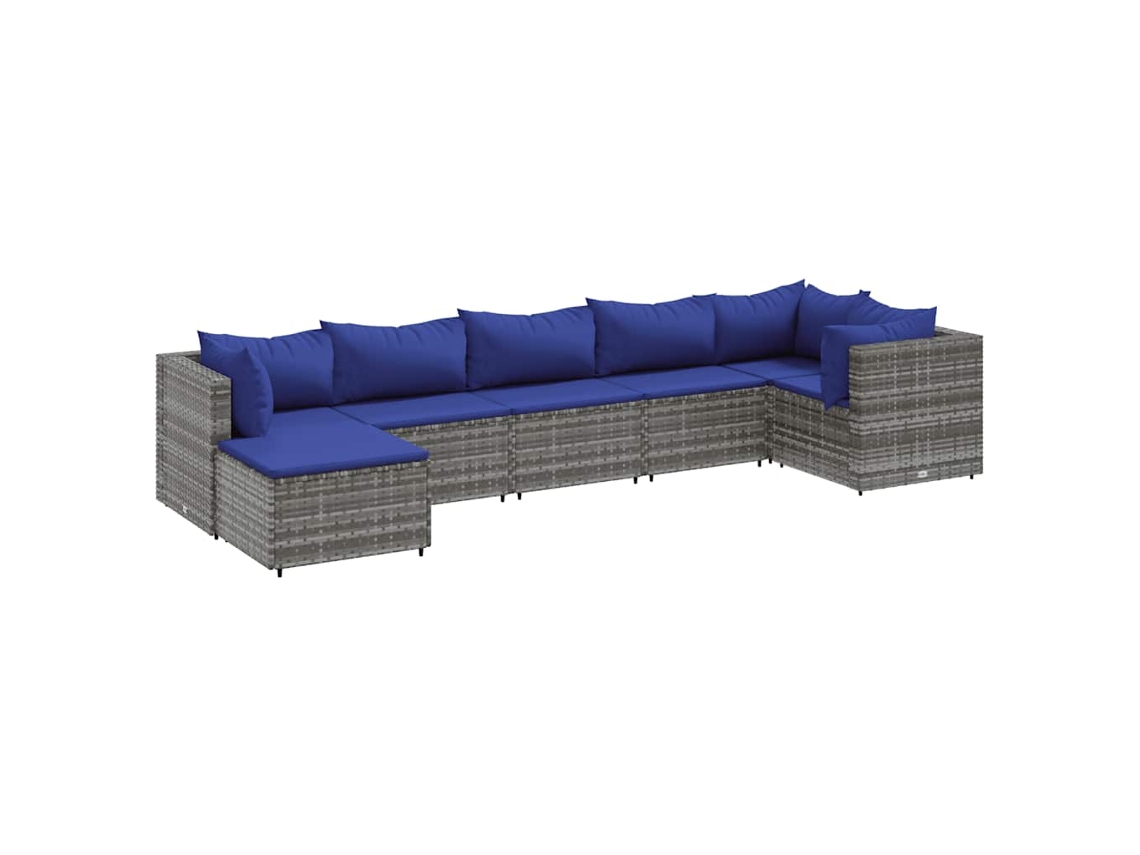 Maison Exclusive - Set De Muebles De Jardín 7 Pzas Y Cojines Ratán Sintético Gris