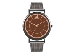 Reloj De Moda Para Parejas Con Correa De Malla Y Cuadro Redondo De Cuarzo (2)