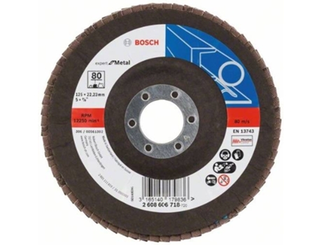 Disco de Lija BOSCH en Lamelas X551 - Expert para Metal D= 125 mm; G= 80 - Acodado