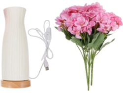 Lámpara De Mesita De Noche Usb, Luz Nocturna, Lámpara De Mesa Rosa Con Luz Led Multicolor.