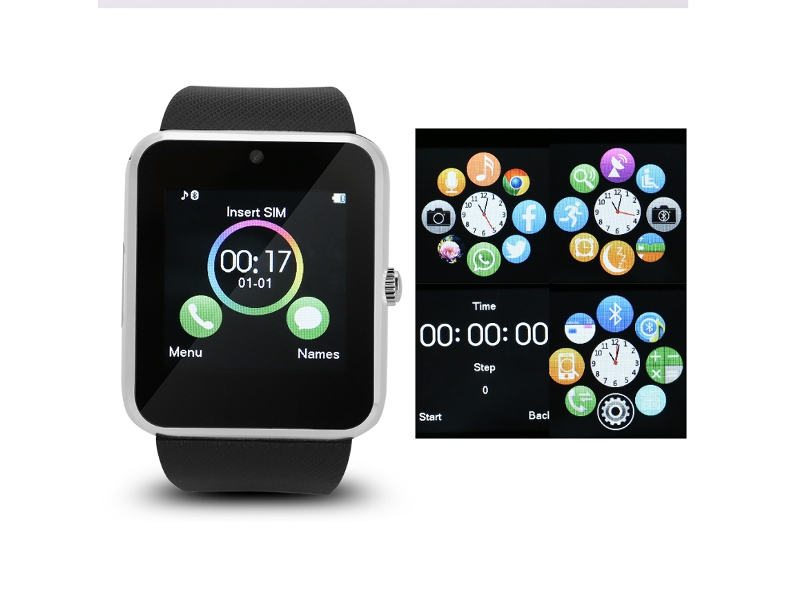 Reloj Inteligente Bluetooth Con Cámara, Ranura Para Tarjeta Sim Y Monitor De Salud Hd Para Android, Color Plata Y Negro.
