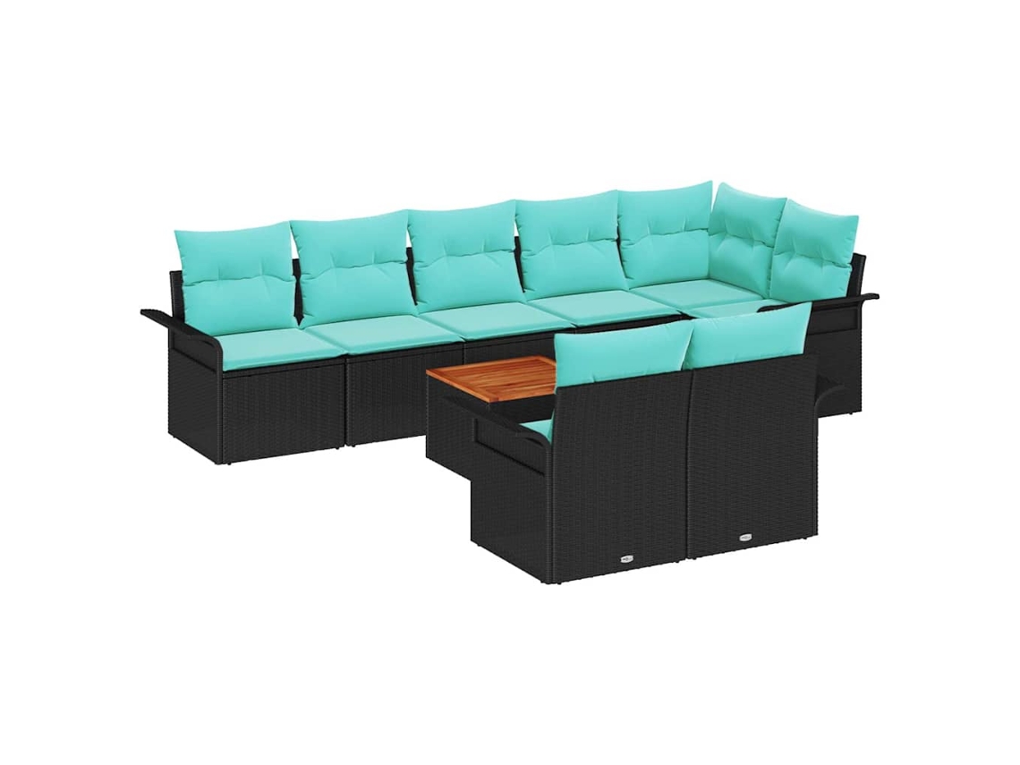Maison Exclusive - Conjunto De Sofás De Jardín 9 Pcs Negro Y Turquesa