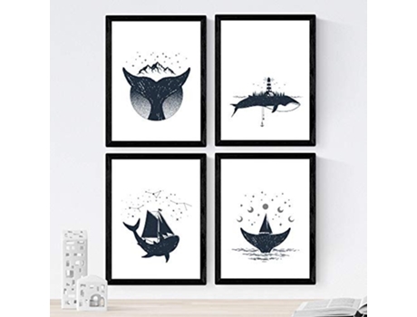 Set de 4 Láminas NACNIC Ballenas (A3)