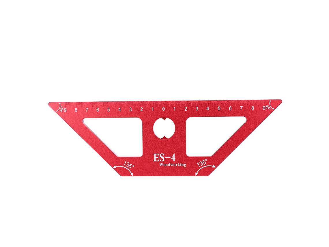 Regla De Carpintería Es-4 Con Escuadra De 45 Grados, Herramienta De Medición Multifuncional, Roja.
