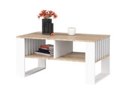 Mesa De Centro Rockford Roble Sonoma 92 Cm Con Patas En Color Blanco 92x53x45 Cm