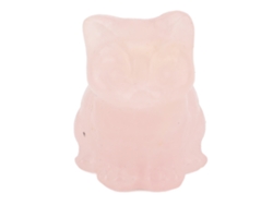 Estatua De Gato De Cristal, Figura De Gatito De La Suerte Sentado, Decoración De Mesa, Cuarzo Rosa