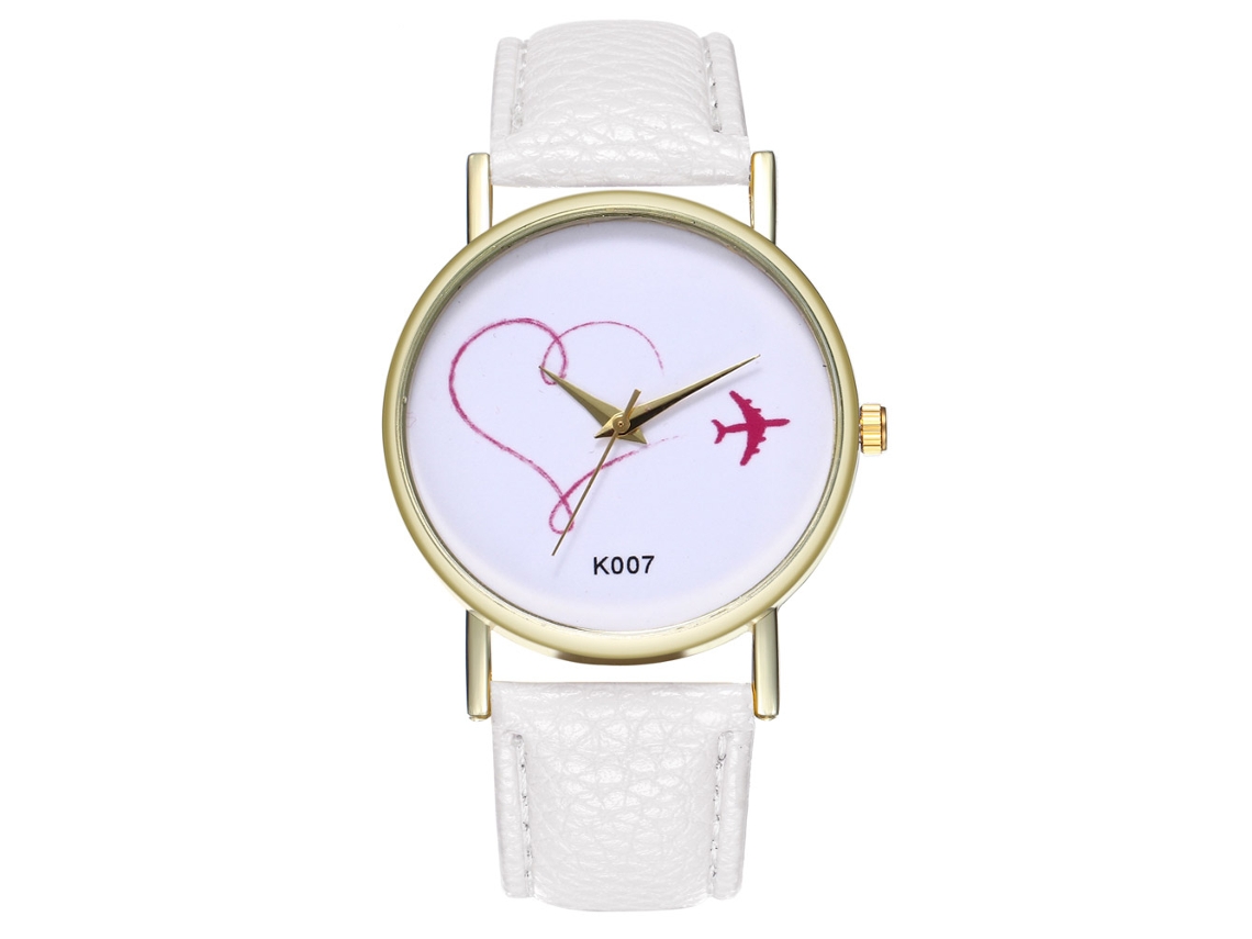 Reloj De Pulsera Analógico De Cuarzo Para Mujer Con Esfera Redonda, Blanco A La Moda.