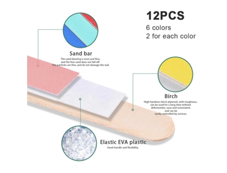 Mini Lima De Uñas, 12 Uds., Práctica Y Elegante Lima De Uñas Para Uñas Naturales Y Postizas, Esmeril -Style2 ZMDECQNA 12 Un