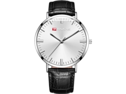 Reloj De Pulsera Para Hombre De Cuero Pu Simple Con Movimiento De Cuarzo (correa Negra Dial Blanco)