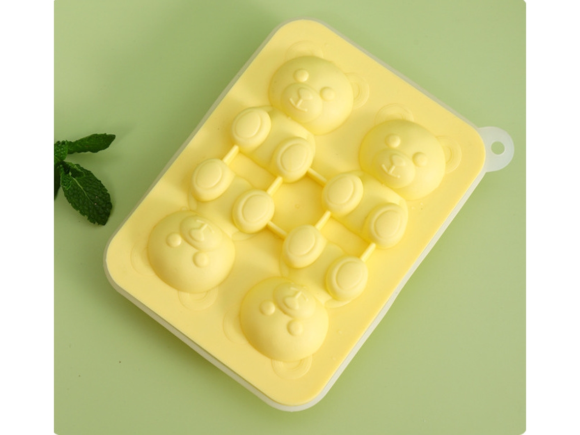 Bandeja De Silicona Para Cubitos De Hielo Con Estampado De Oso 3d / Reutilizable (amarillo) Czhhmart