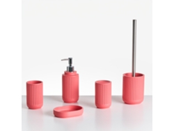 Juego de accesorios de baño Beliani Huarmey en poliresina roja