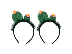 2026-2 Diademas De Cactus Con Flecos Glette Para Fiestas Color Verde