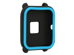 Capa Protetora De Silicone Macio Bicolor Para Relógio Inteligente Huami Versão Juvenil Preto Azul