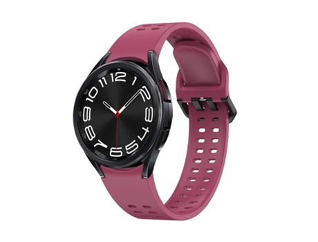 Correa de reloj inteligente para Samsung Galaxy Watch 6 Correa de reloj de silicona de color sólido con orificios de doble fila (rojo vino)