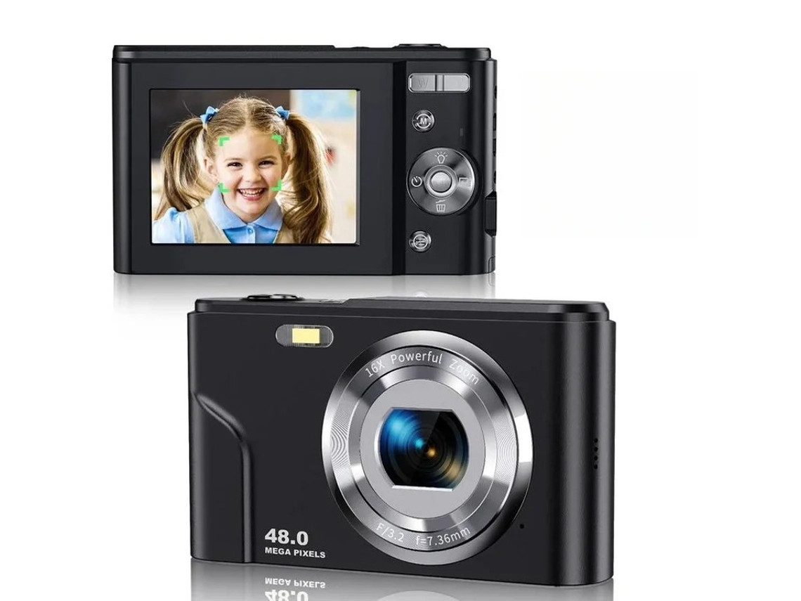 Cámara digital portátil compacta Bestvite de 48 MP HD con pantalla de 24 pulgadas de tela negra