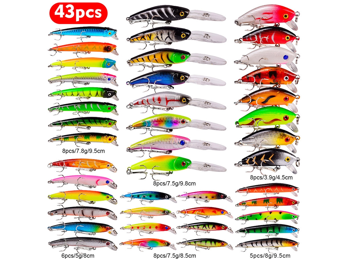Kit De Señuelos Artificiales Para Pesca: Minnow Swimbait Crankbait, Señuelo Biónico Con Anzuelos Afilados Para Agua Dulce Y Salada.