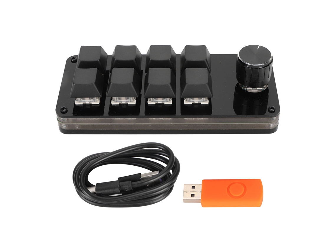 Mini Teclado Mecánico De 8 Teclas Con Perilla Giratoria Programable, Interruptores Azules Intercambiables En Caliente.