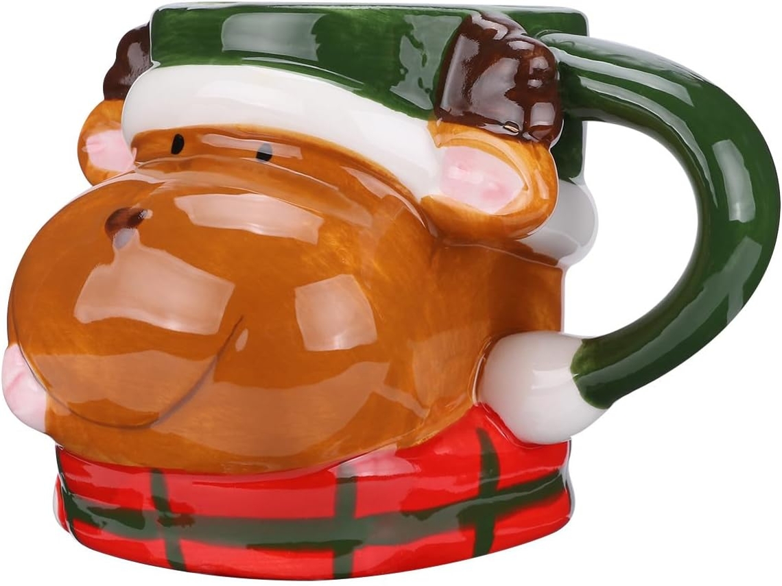 Taza De Cerámica Con Diseño Creativo De Reno Navideño, Taza De Leche Para Niños Y Niñas.