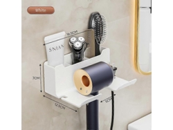 Soporte para secador de pelo, estante eléctrico de baño sin perforaciones, almacenamiento multifuncional GOKOCO