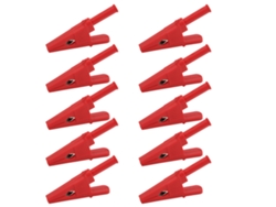 Pinzas de prueba eléctricas, 10 unidades, apertura de 20 mm, buena conductividad, pinzas de seguridad con conector de 4 mm, color rojo.