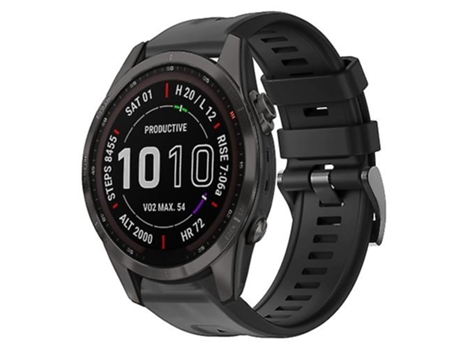 Correa para Garmin Fenix 7S Correa de reloj de silicona de color sólido con hebilla de metal de zafiro solar negra VENISYMLIS