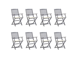 Sillas plegables de exterior DKD HOME DECOR, 8 piezas, con cojines de acacia maciza