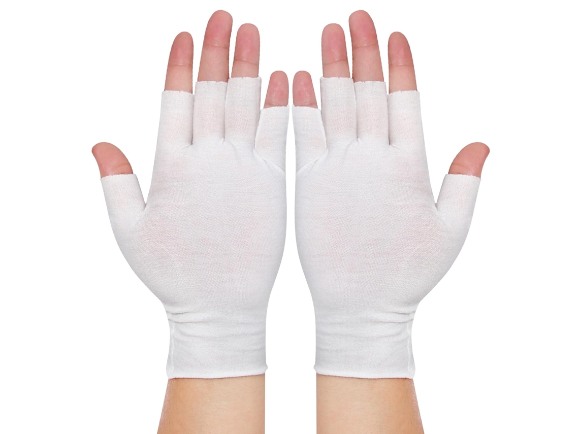 4 Pares Luvas Sem Dedos Brancas De Algodão, Hidratantes, Para Cuidados Das Mãos Durante O Sono.