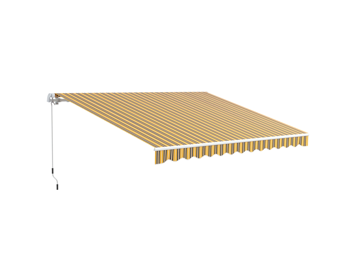 Toldo Para Balcón 350x250 Cm Con Manivela De Metal Impermeable Y Anti-uv Para Jardín Terraza Ventanas Gris Y Amarillo