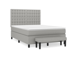 Maison Exclusive - Cama Box Spring Con Colchón Tela Gris Claro 140x190 Cm